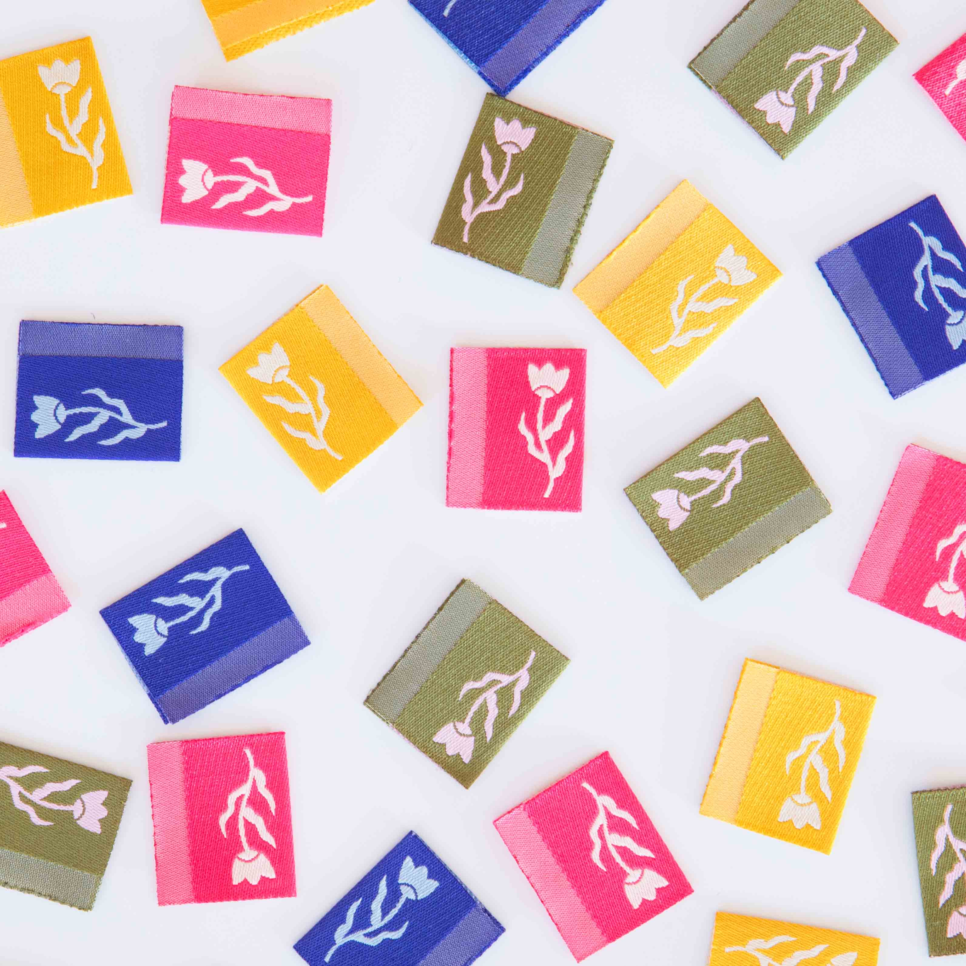 TINY FLORAL MULTIPACK Side Woven Labels By Sarah Hearts | Blackbird Fabrics