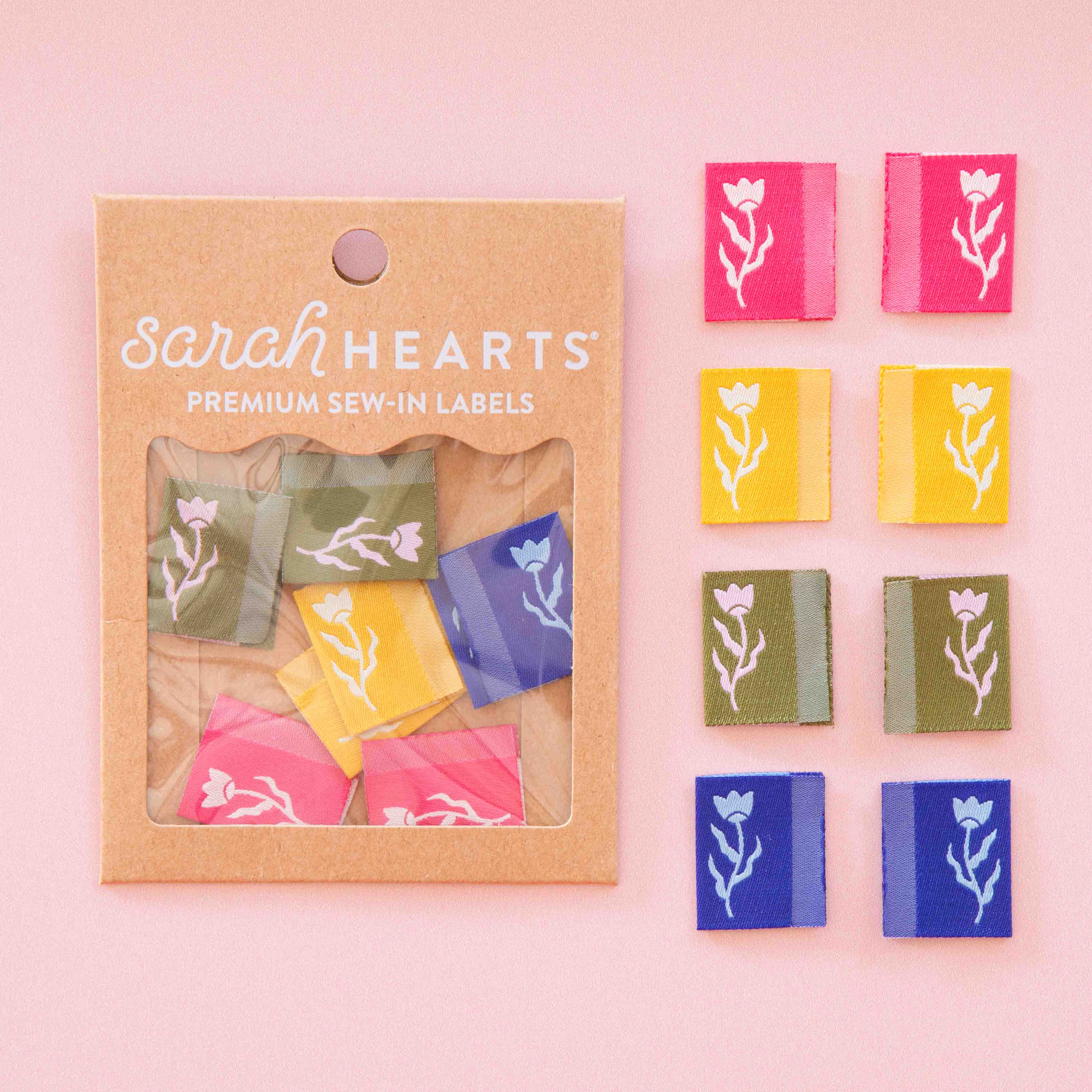TINY FLORAL MULTIPACK Side Woven Labels By Sarah Hearts | Blackbird Fabrics