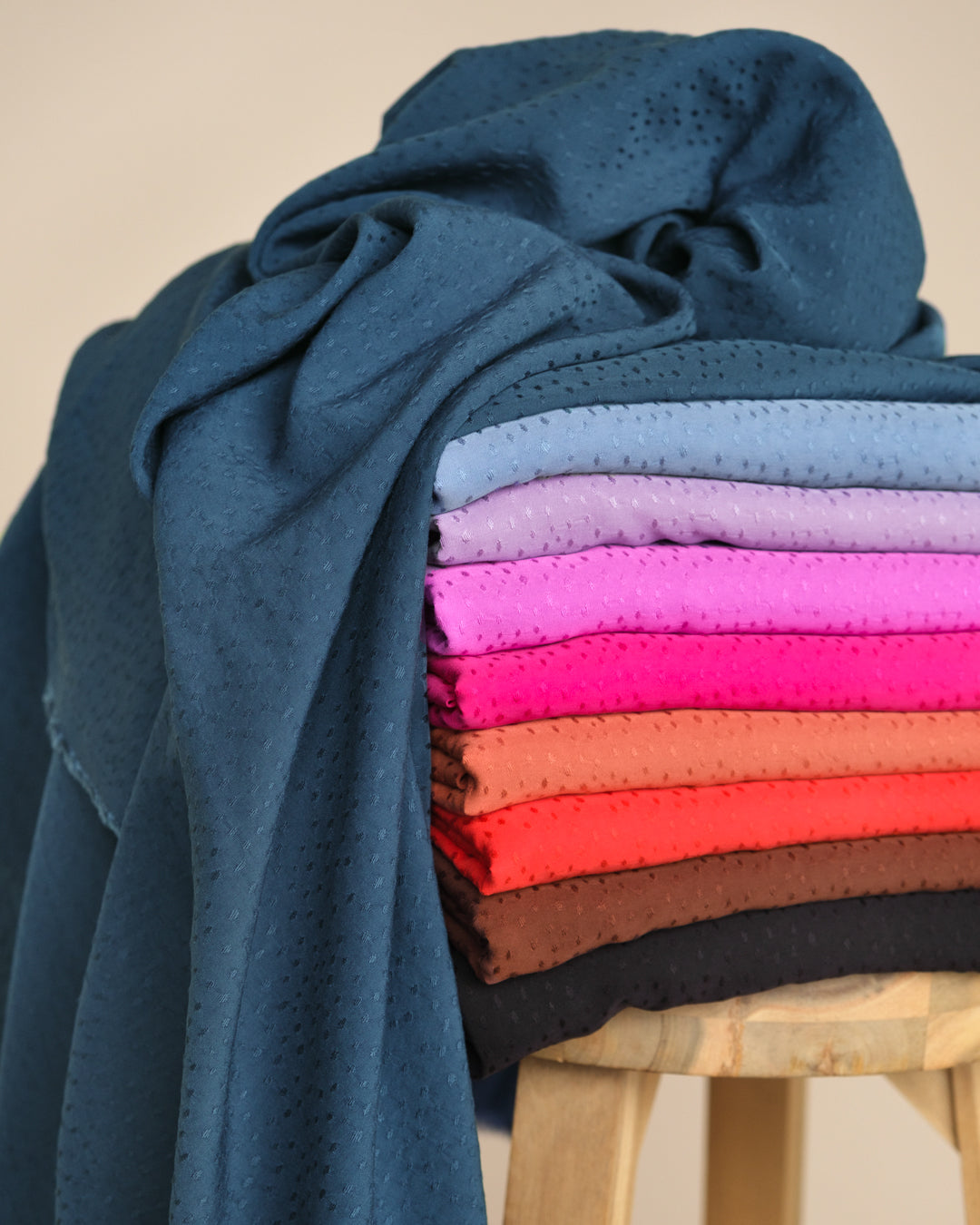 Silky Dotted Viscose Dobby - Flame