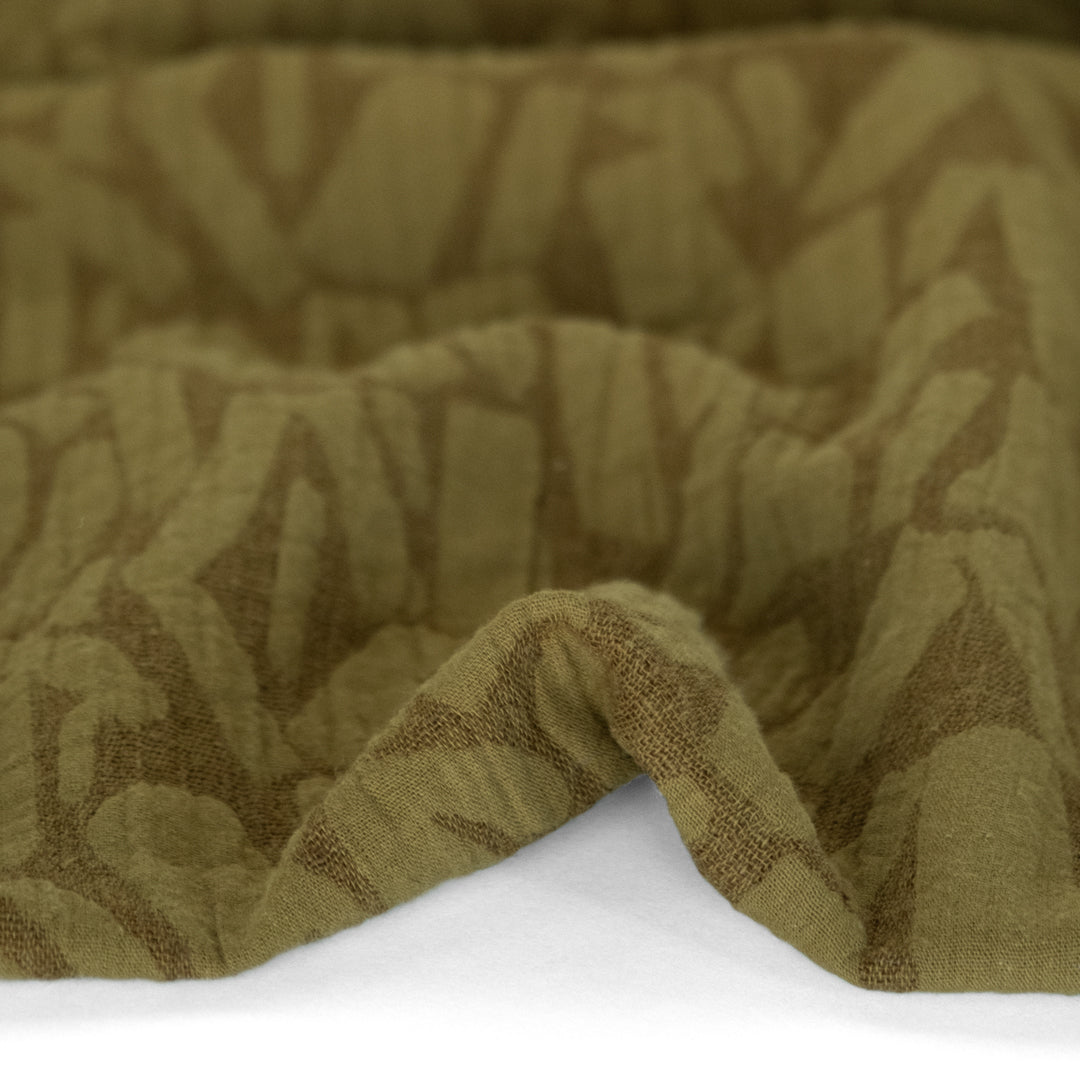 Abstract Textured Cotton Linen Jacquard - Moss | Blackbird Fabrics