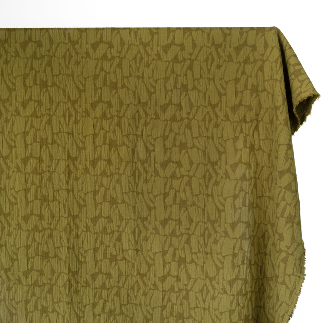 Abstract Textured Cotton Blend Jacquard - Moss
