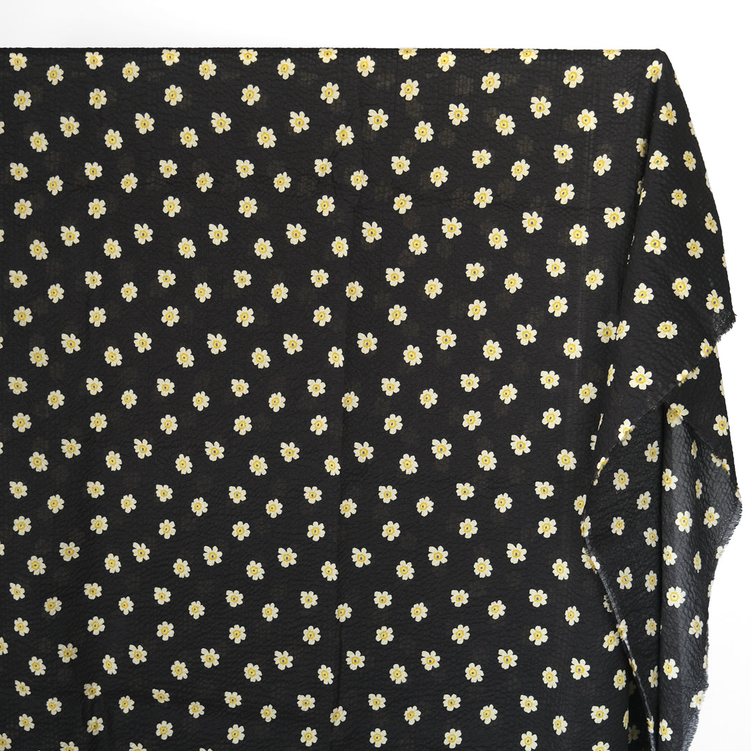 Bloom Print Crinkle Cotton - Black | Blackbird Fabrics