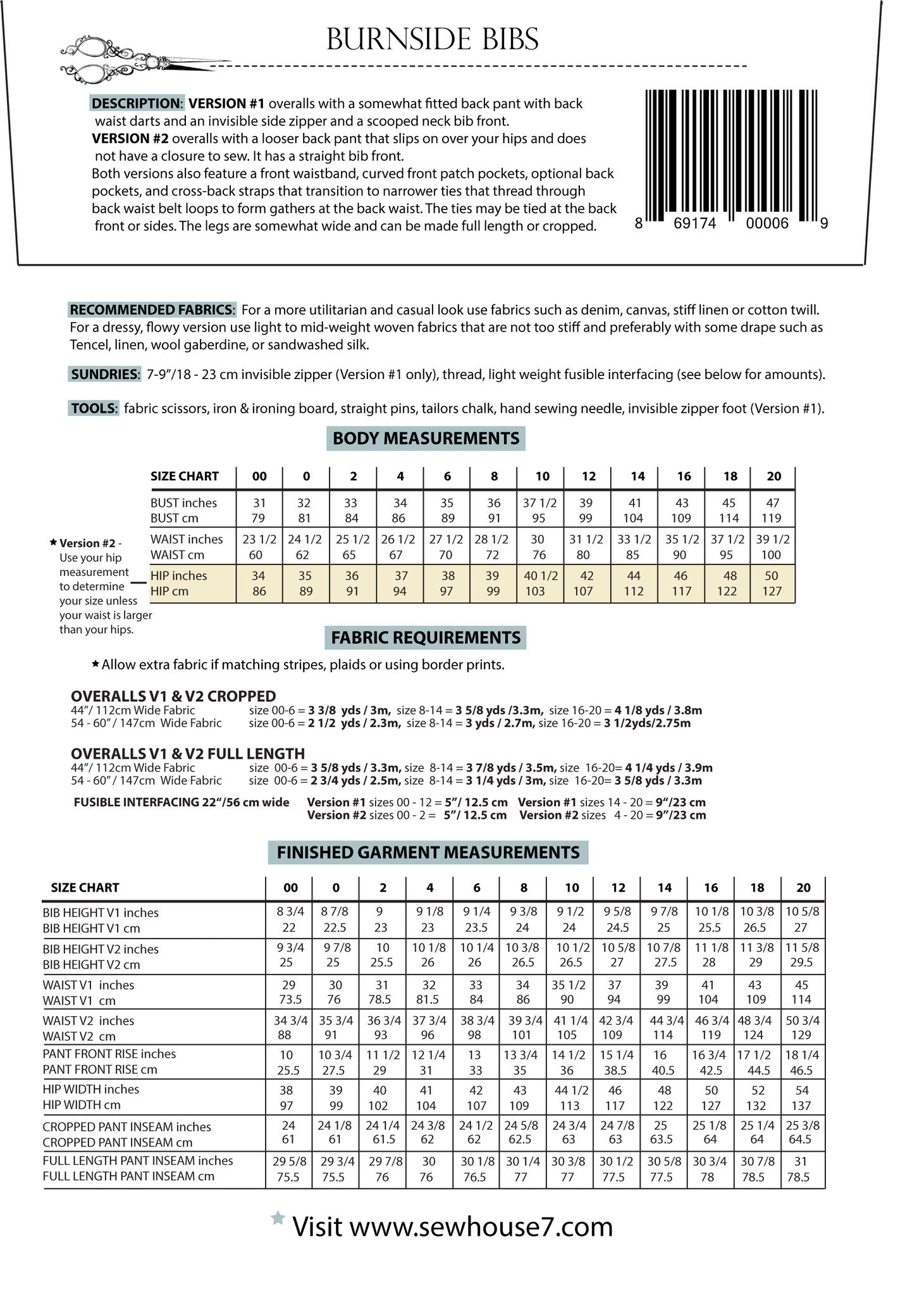 Burnside Bibs, 00-20 - Sew House Seven
