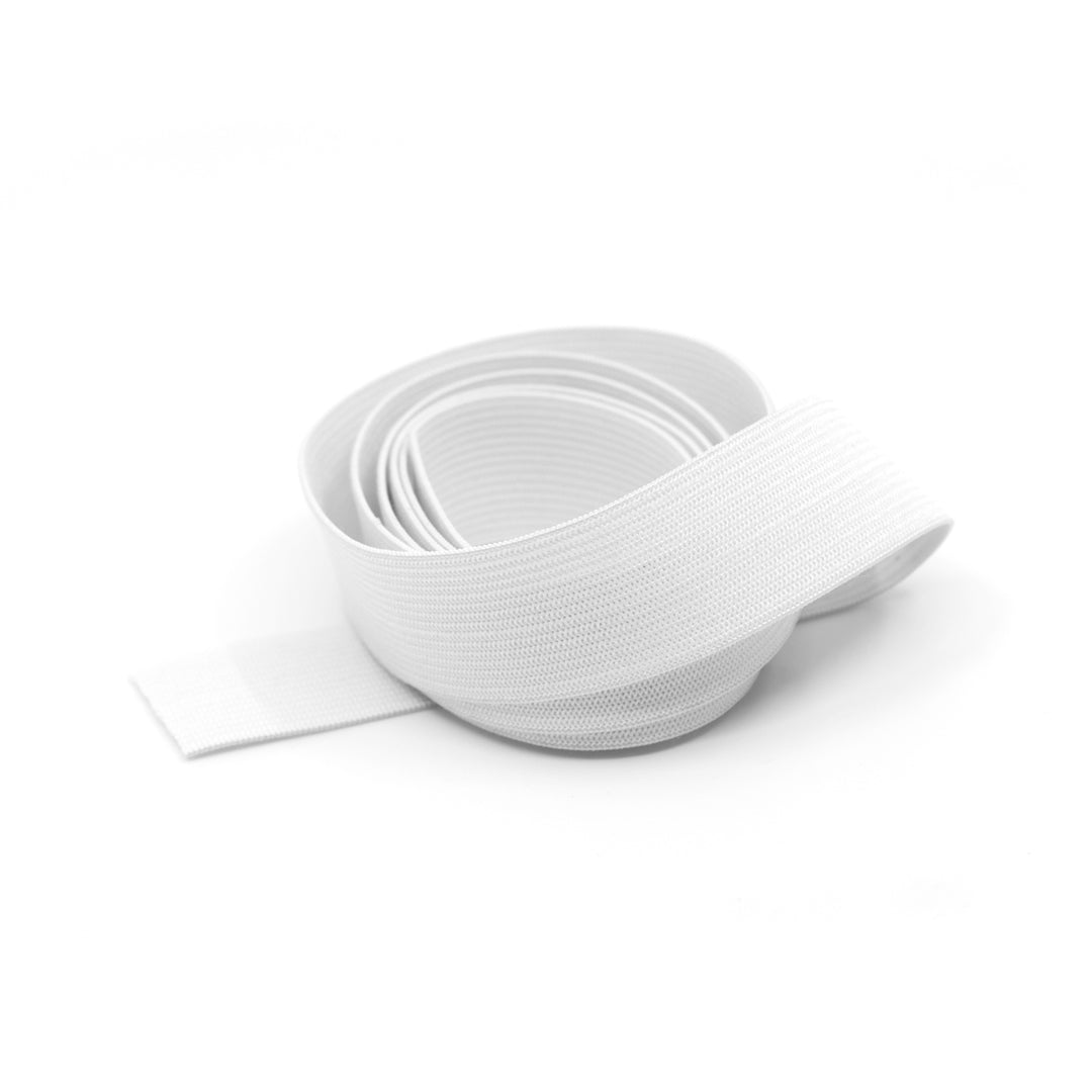 1" (25mm) Soft Knitted Elastic - White - 1 meter
