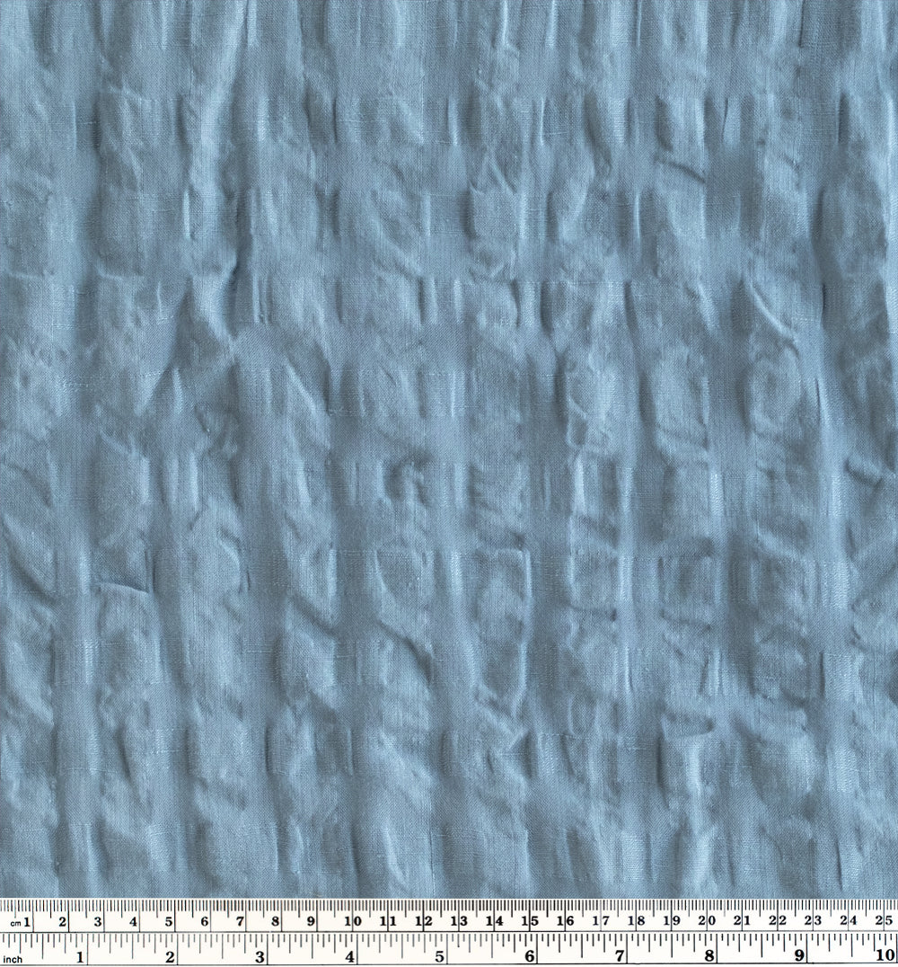 Check Linen Viscose Gauze - Blue Sky