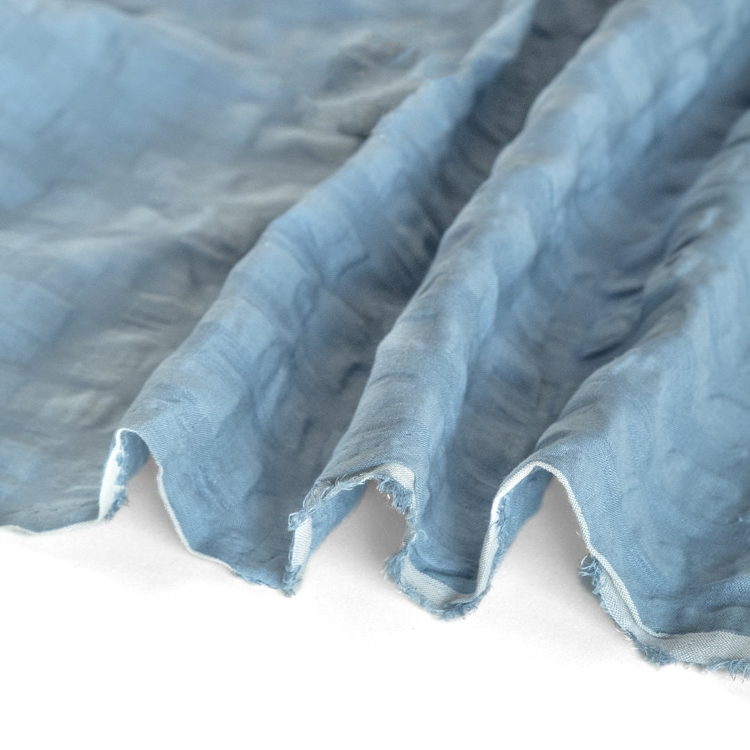Check Linen Viscose Gauze - Blue Sky