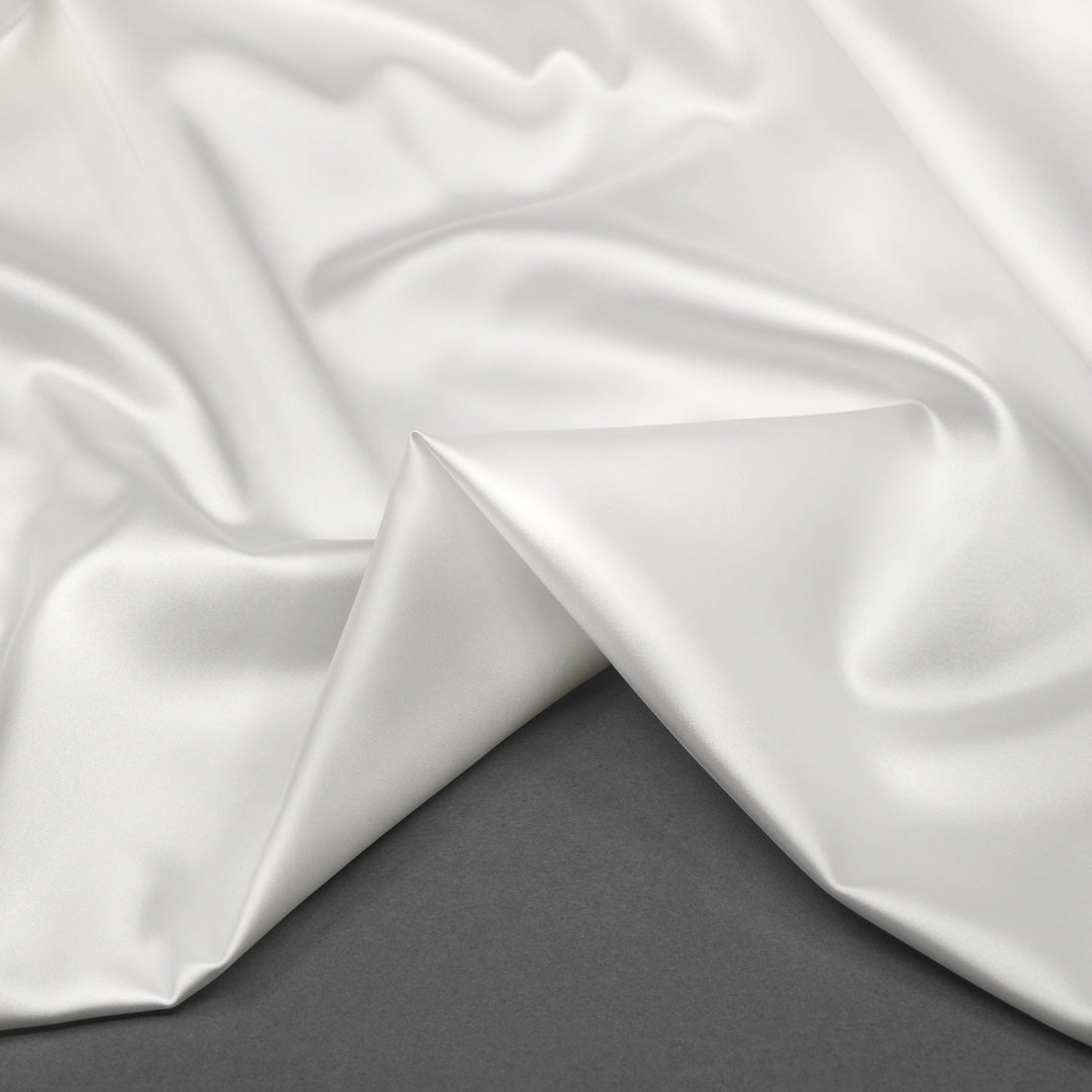 Elegant Stretch Poly Satin - Bright White | Blackbird Fabrics