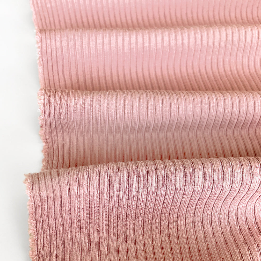 Medium Weight Bamboo Rib Knit - Dusty Petal