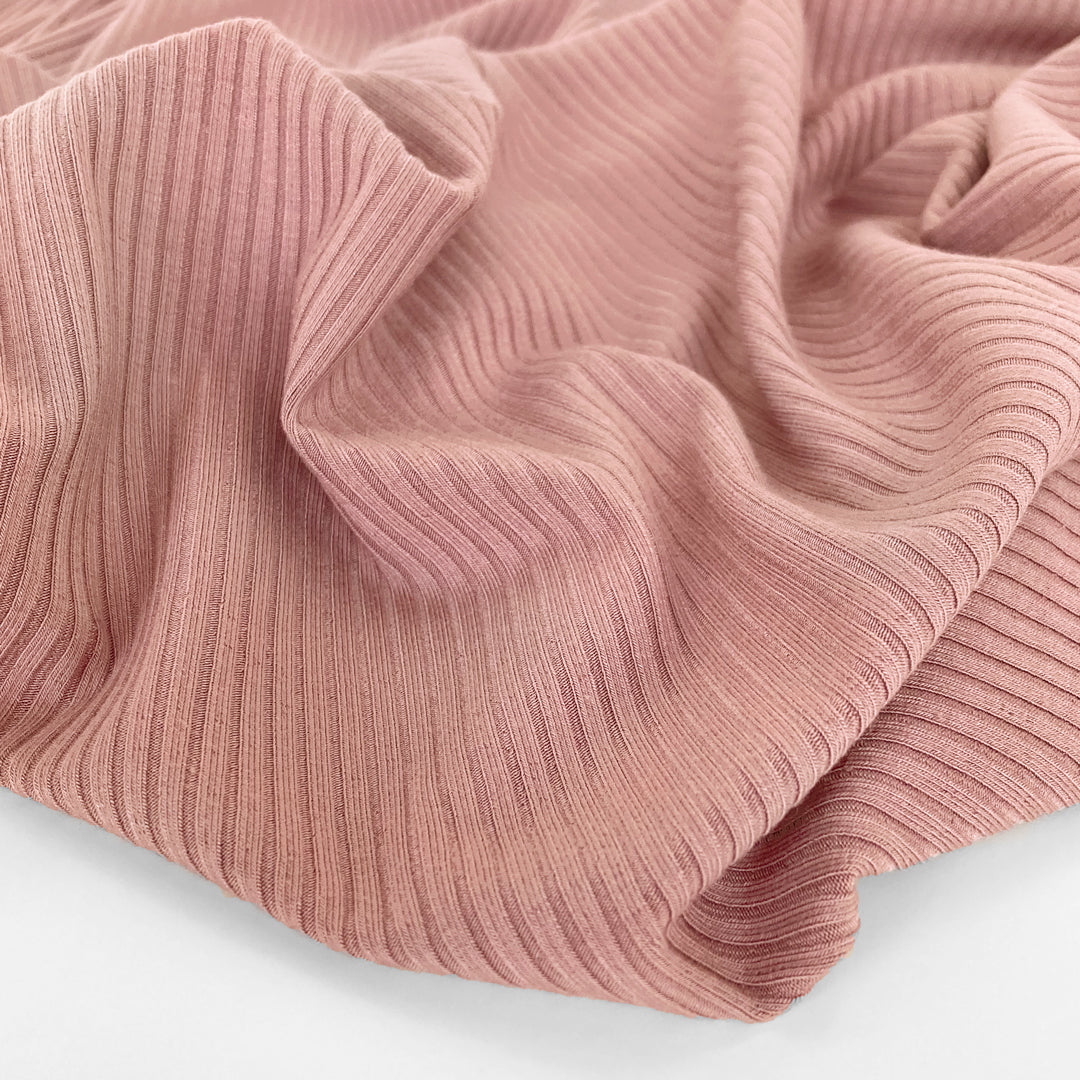 Medium Weight Bamboo Rib Knit - Dusty Petal