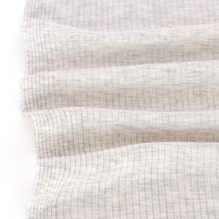 Medium Weight Bamboo Rib Knit - Light Heather Grey