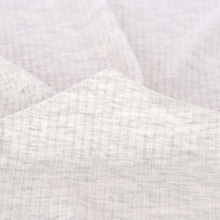 Medium Weight Bamboo Rib Knit - Light Heather Grey