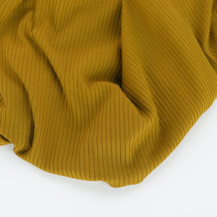 Medium Weight Bamboo Rib Knit - Vintage Gold