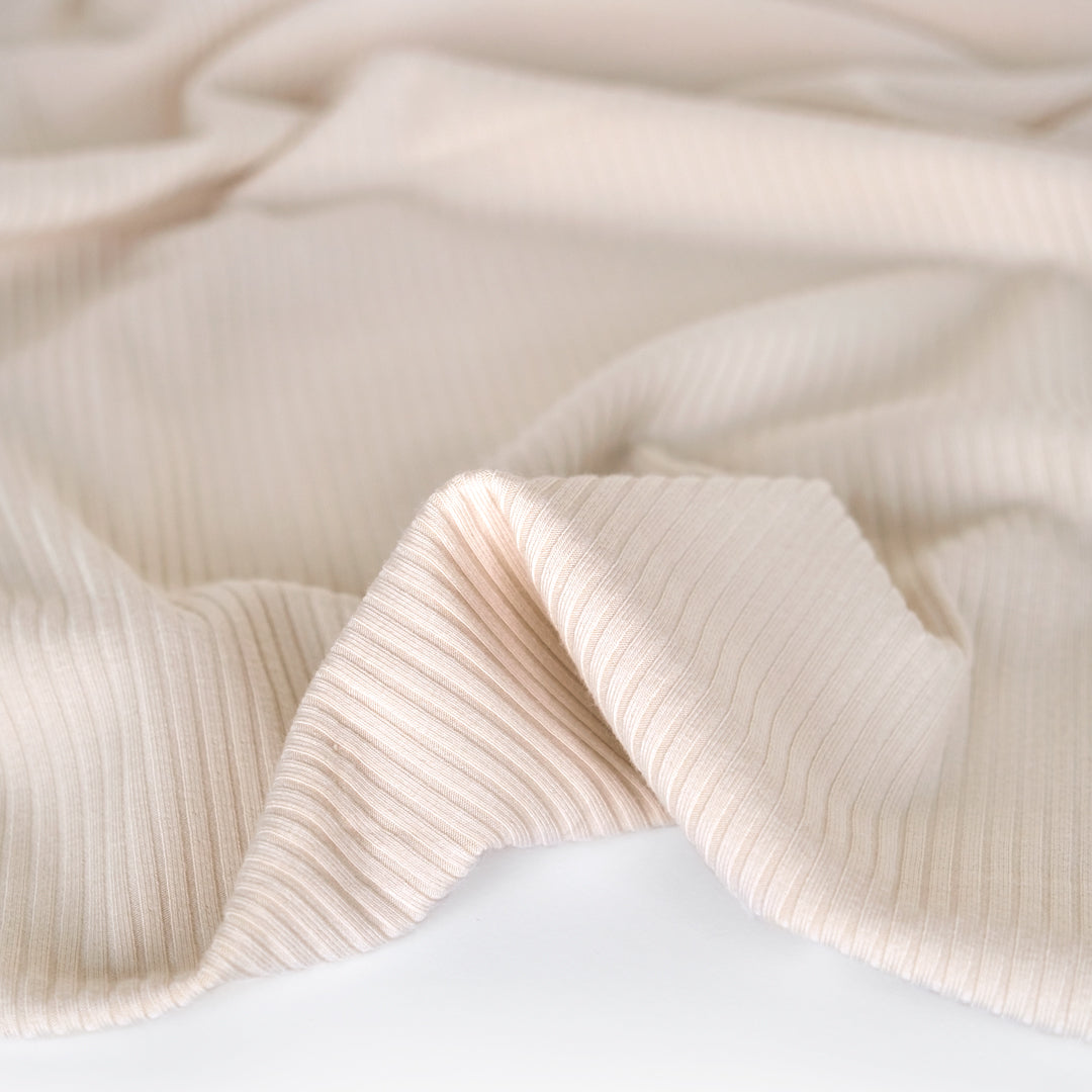 Medium Weight Bamboo Rib Knit - Ecru