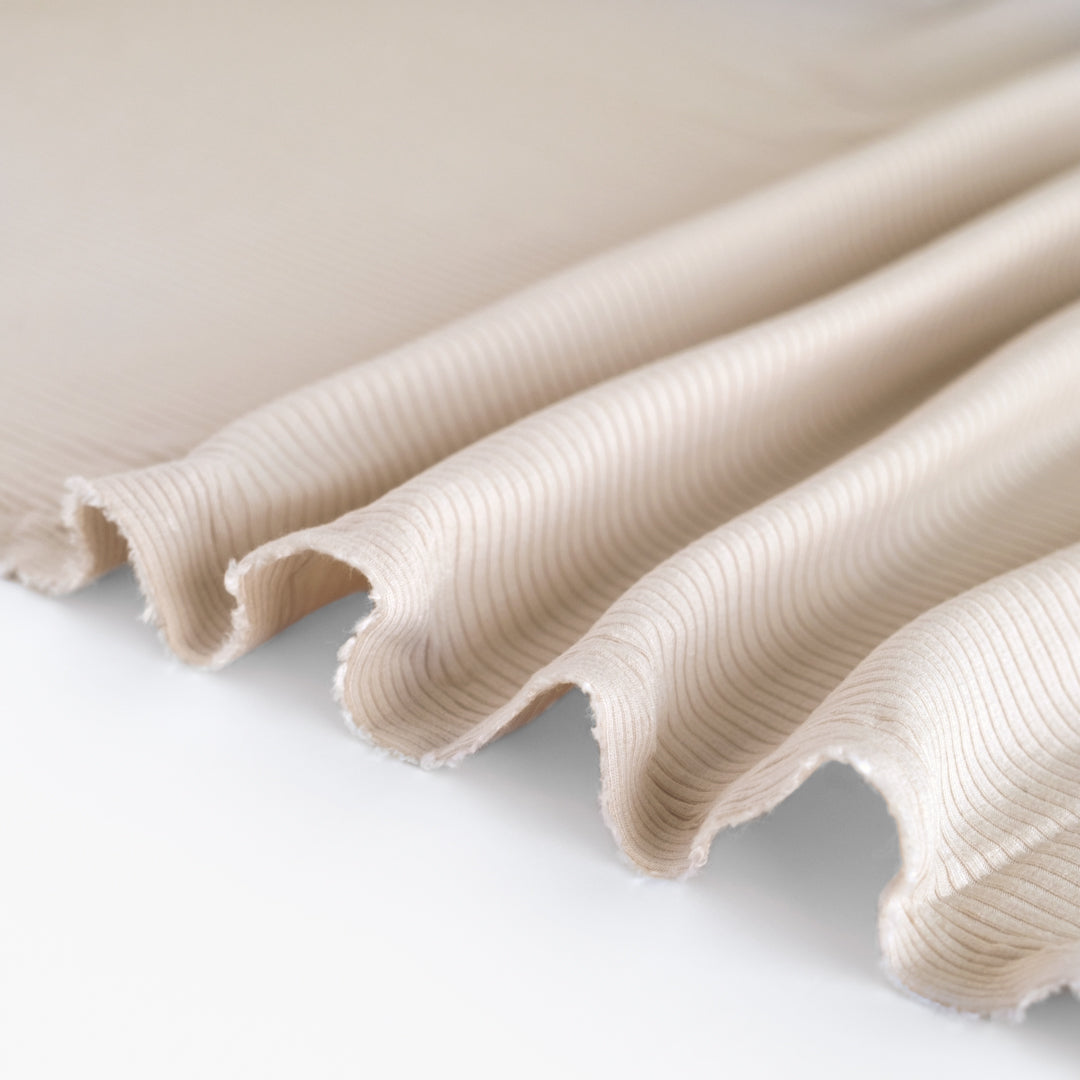 Medium Weight Bamboo Rib Knit - Ecru