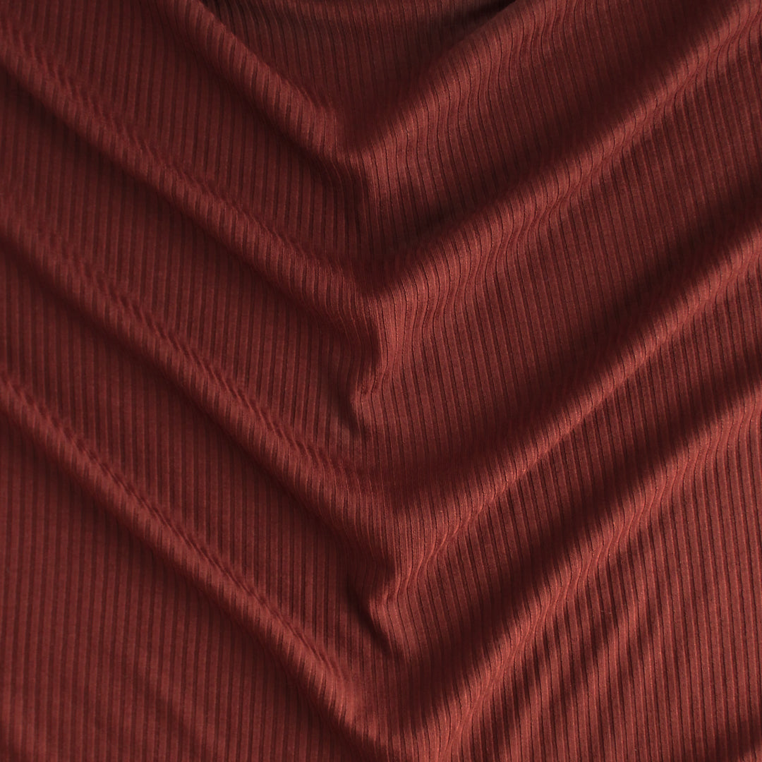 Medium Weight Bamboo Rib Knit - Spice