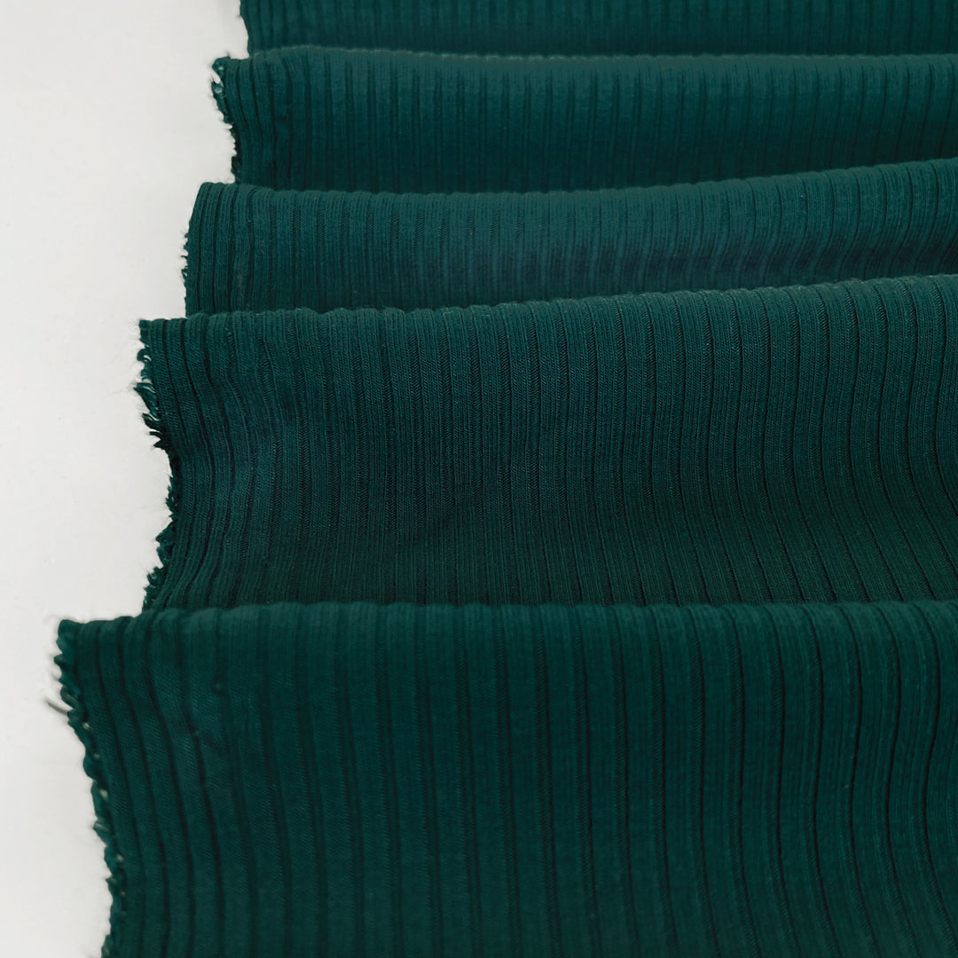 Medium Weight Bamboo Rib Knit - Peacock