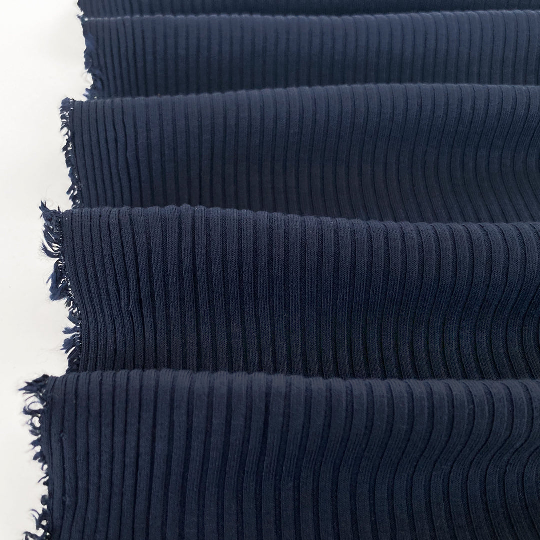 Medium Weight Bamboo Rib Knit - Midnight Blue