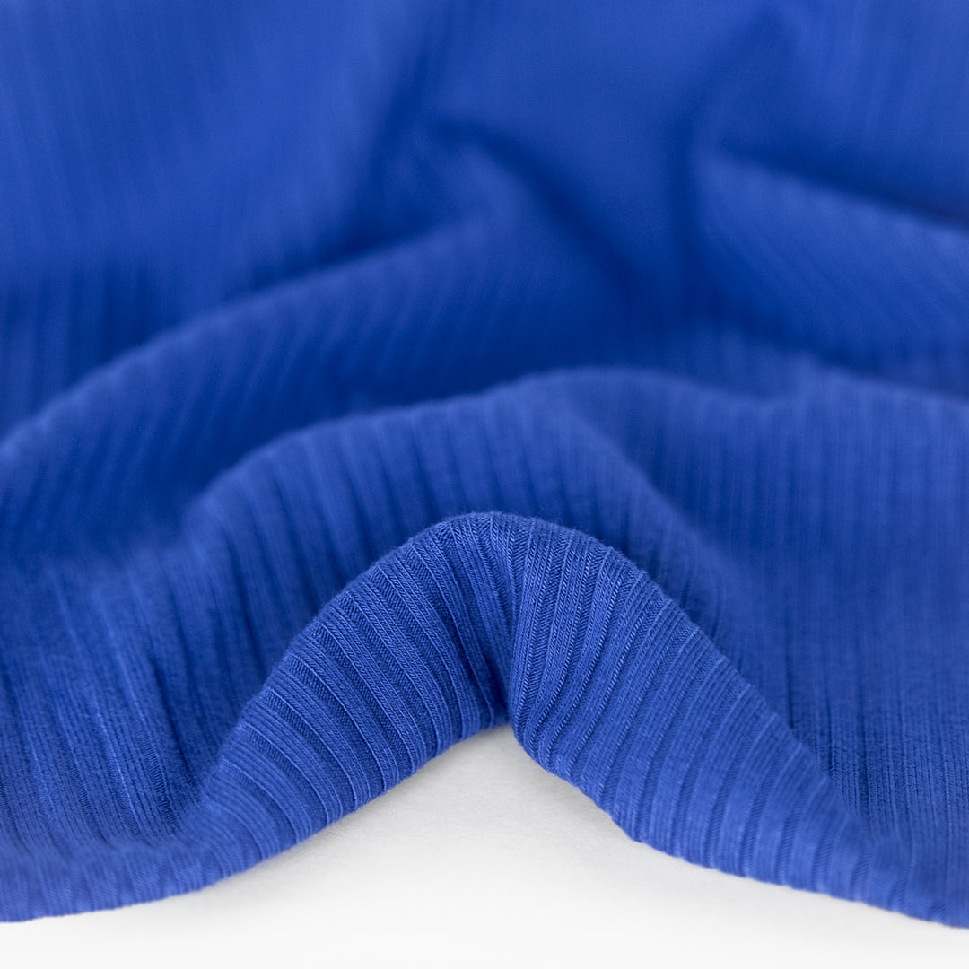 Medium Weight Bamboo Rib Knit - Cobalt | Blackbird Fabrics