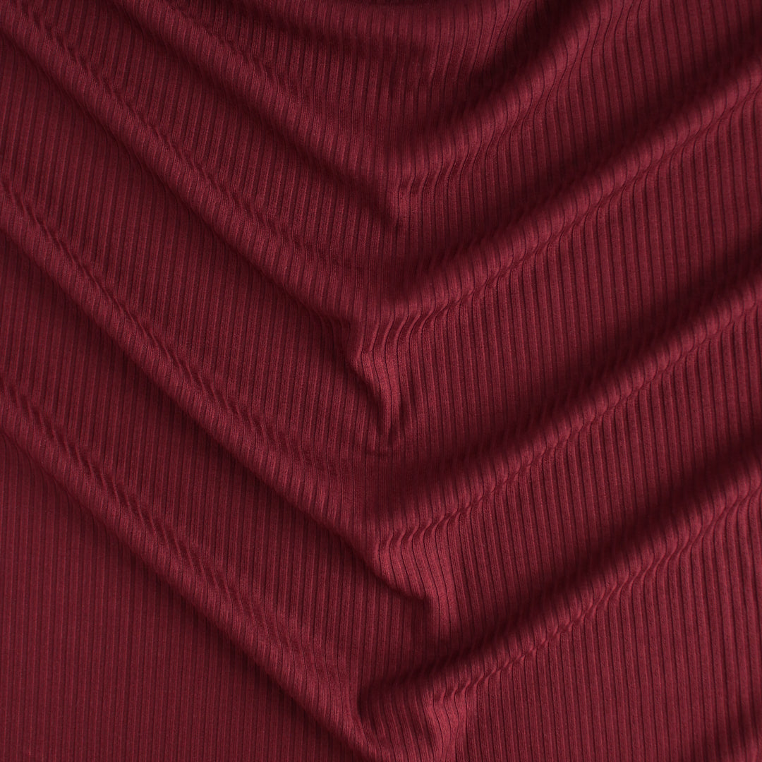 Medium Weight Bamboo Rib Knit - Burgundy