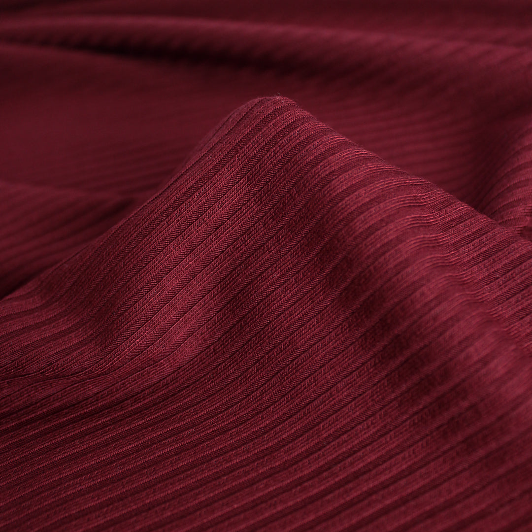 Medium Weight Bamboo Rib Knit - Burgundy