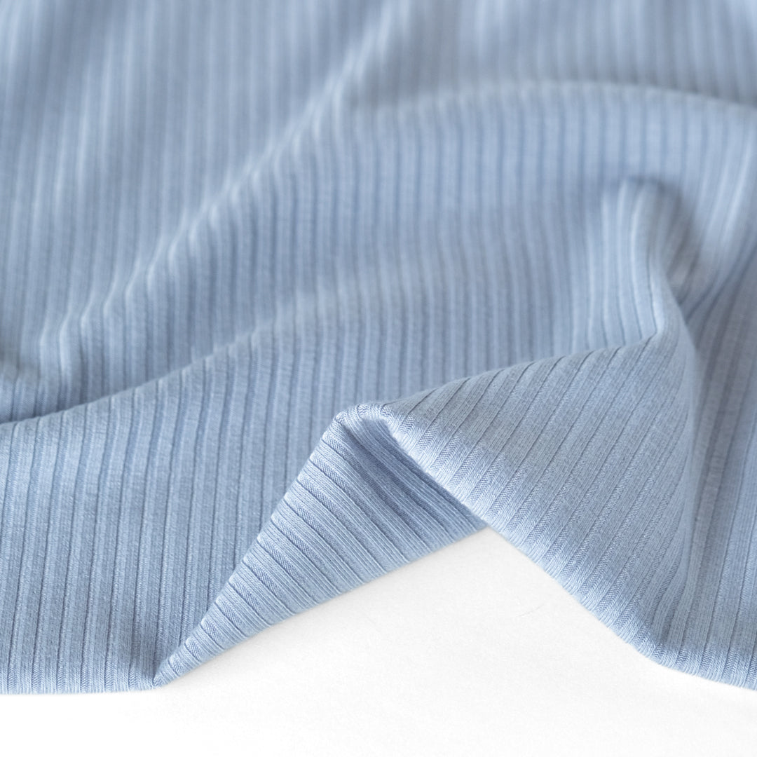 Medium Weight Bamboo Rib Knit - Baby Blue | Blackbird Fabrics