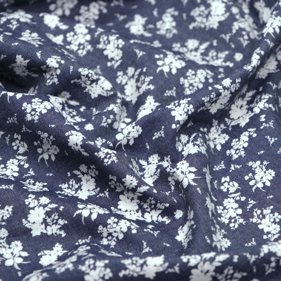 Bouquet Lightweight Denim Shirting - Indigo/Ivory | Blackbird Fabrics