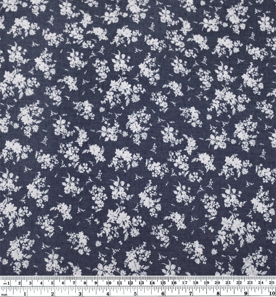 Bouquet Lightweight Denim Shirting - Indigo/Ivory | Blackbird Fabrics