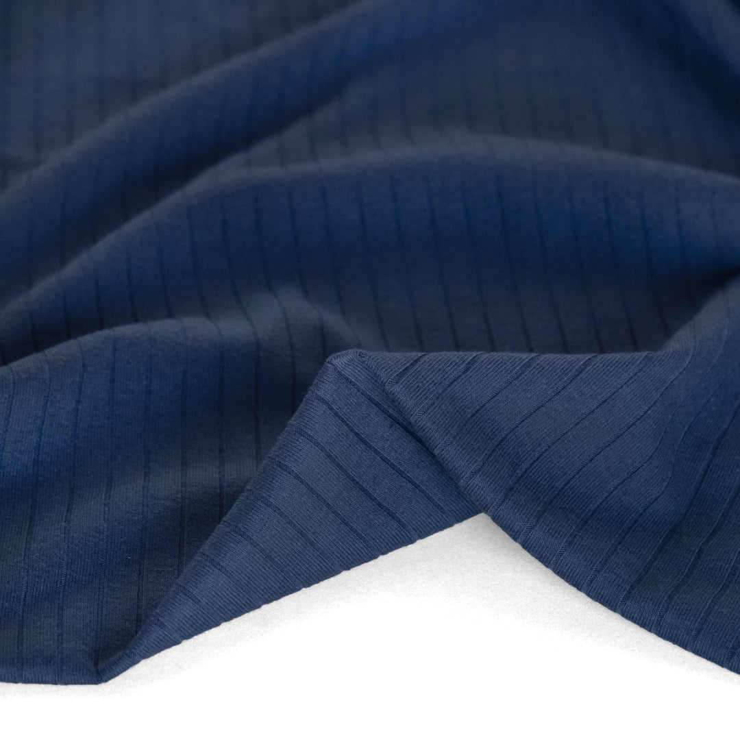 Wide Rib Knit - Navy | Blackbird Fabrics
