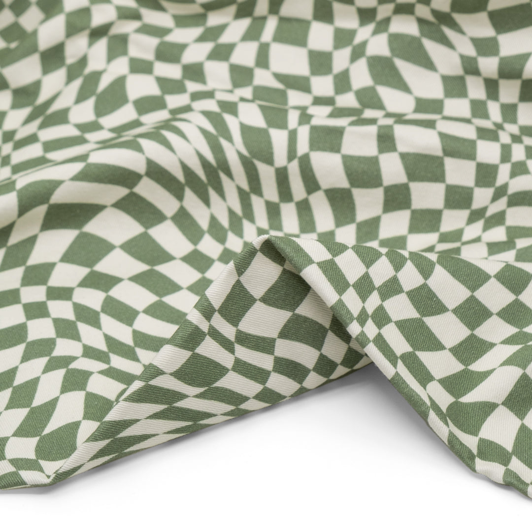 Magic Eye Printed Cotton Twill - Sage/Cream