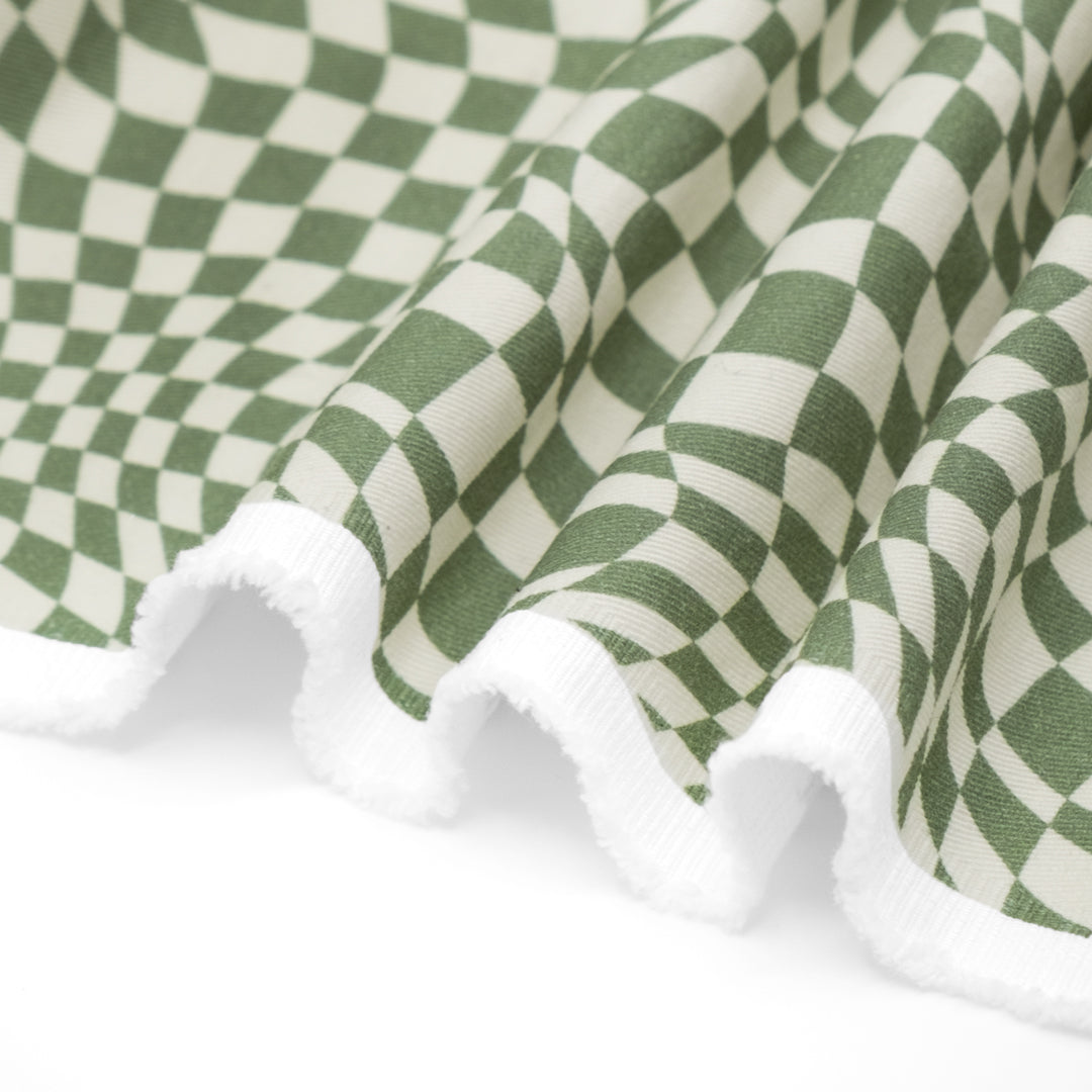 Magic Eye Printed Cotton Twill - Sage/Cream