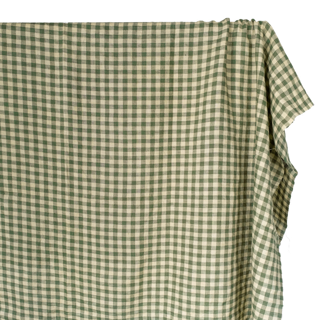 Gingham Soft Washed Linen - Basil