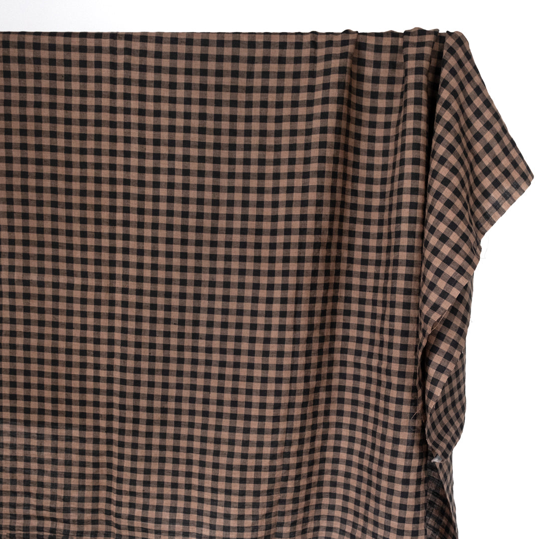 Gingham Soft Washed Linen - Nutmeg