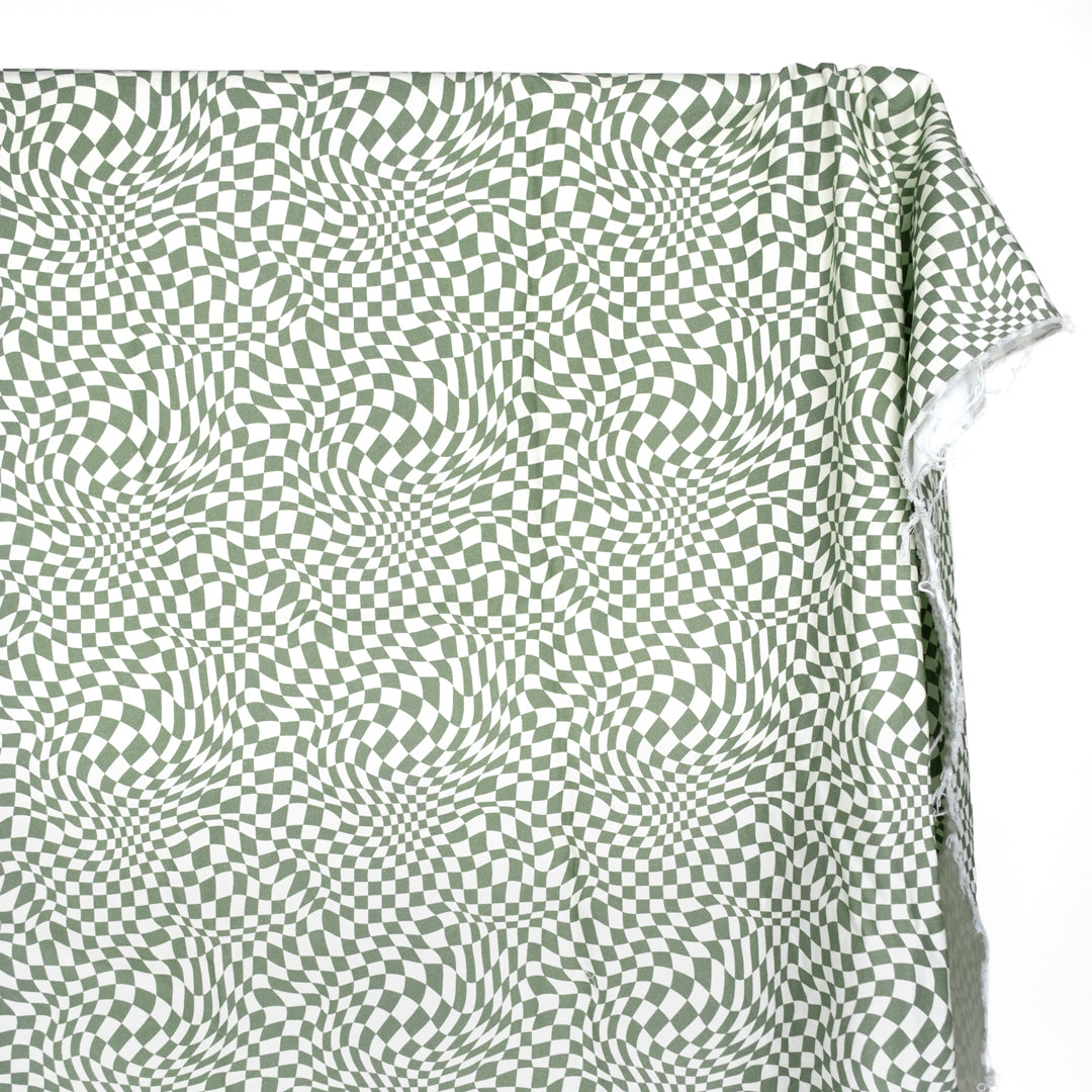 Magic Eye Printed Cotton Twill - Sage/Cream