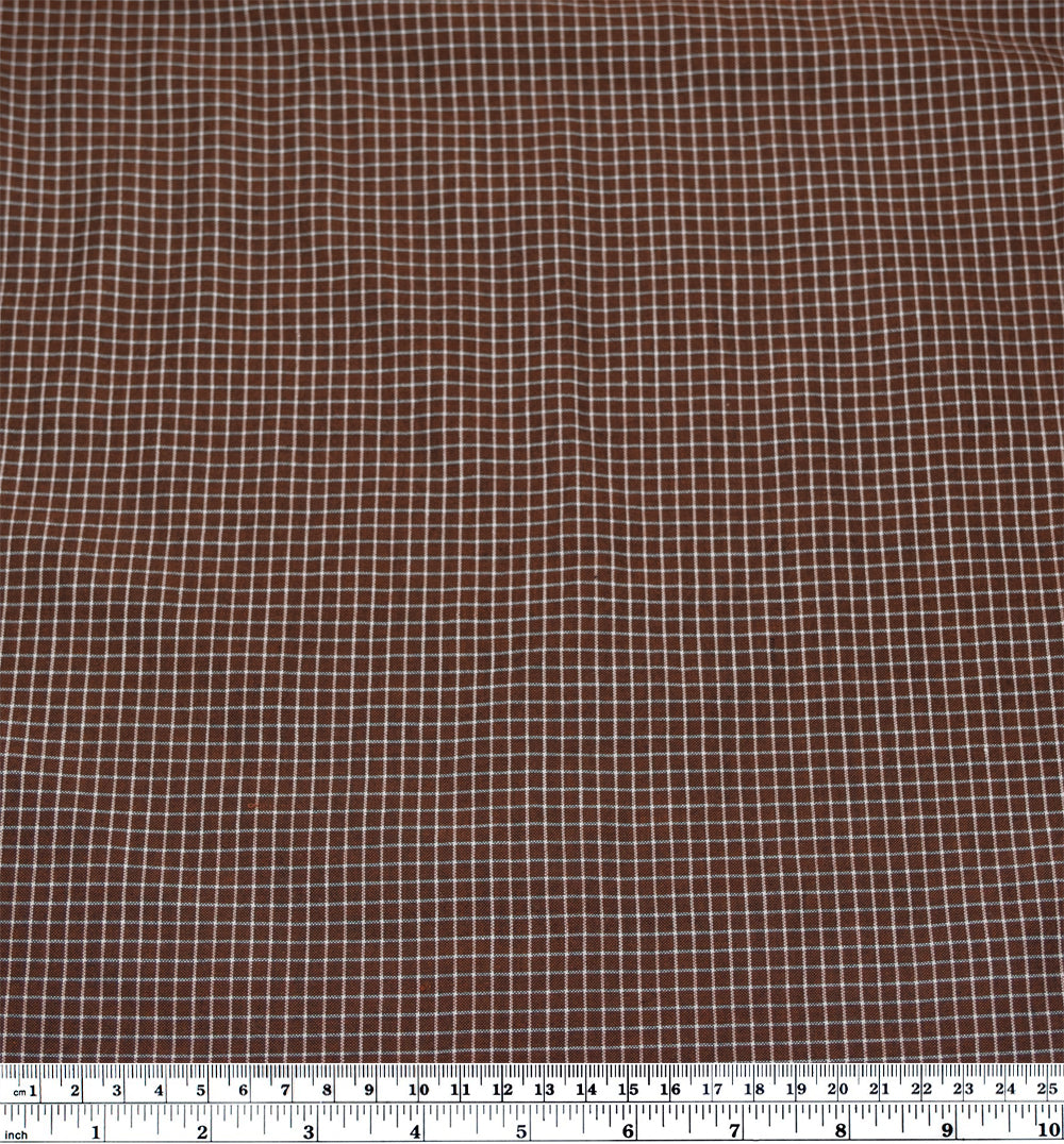 Mini Check Lightweight Handwoven Cotton - Cocoa | Blackbird Fabrics