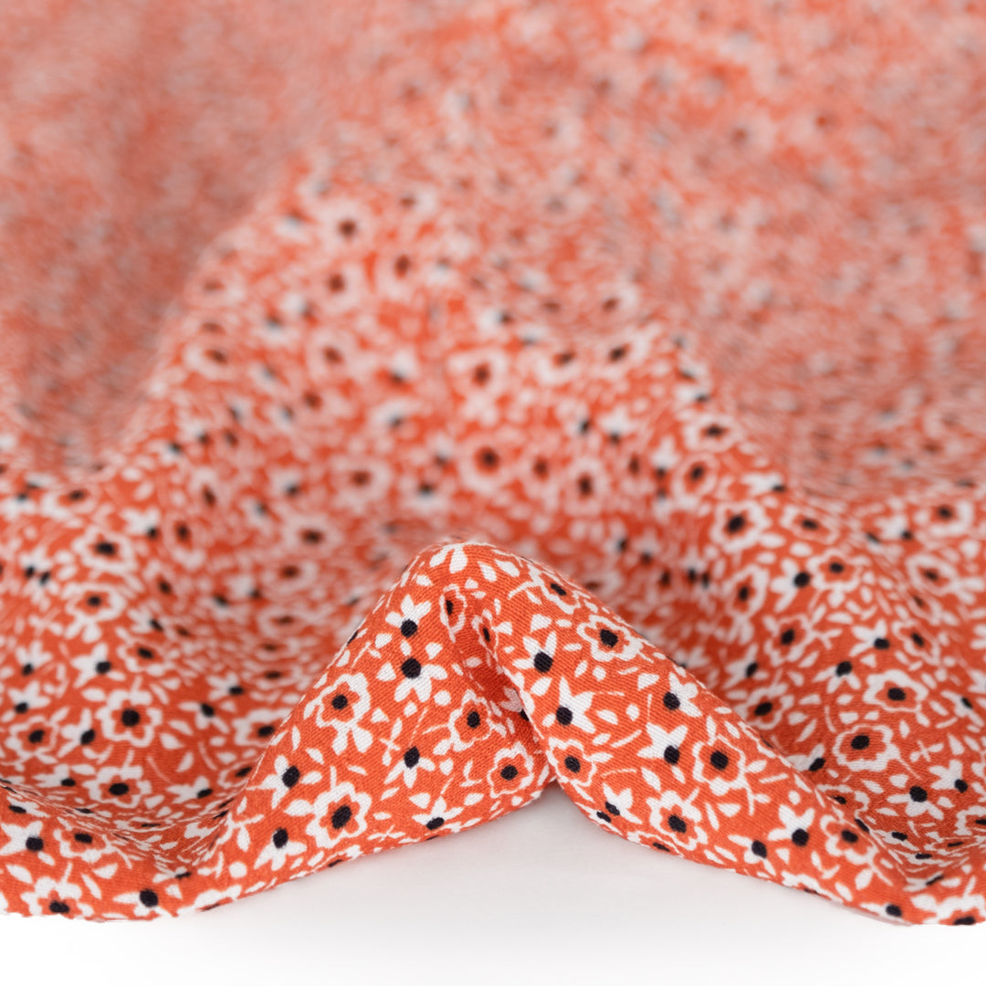 Ditsy Floral ECOVERO™ Rayon Crepe - Persimmon