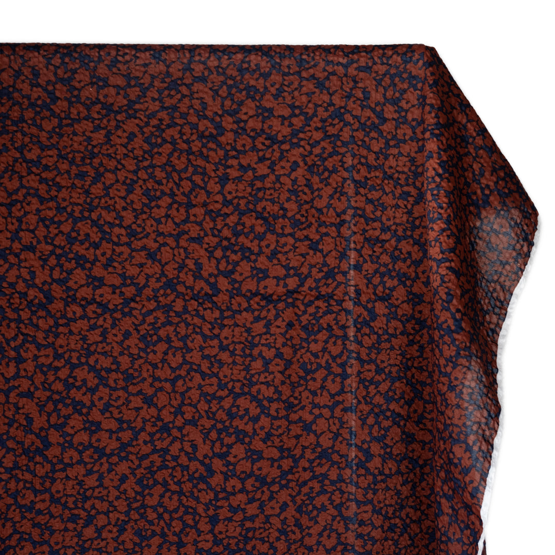 Animal Print Crinkle Cotton - Navy/Chocolate | Blackbird Fabrics