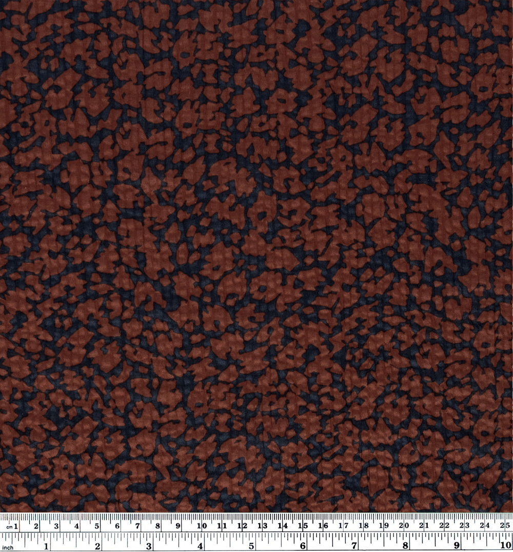 Animal Print Crinkle Cotton - Navy/Chocolate | Blackbird Fabrics