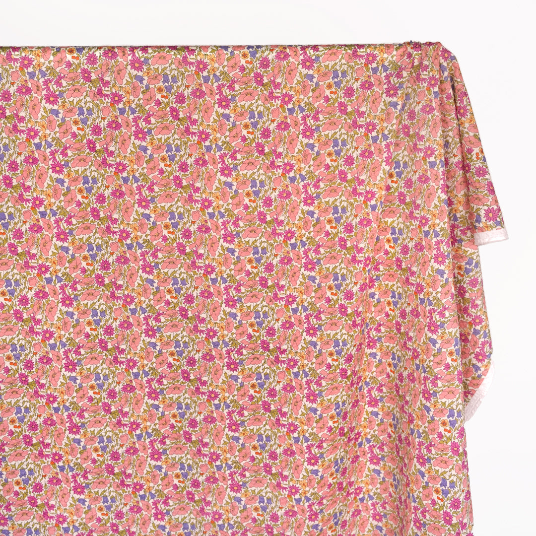 Secret Garden Crinkle Cotton - Ivory/Coral | Blackbird Fabrics