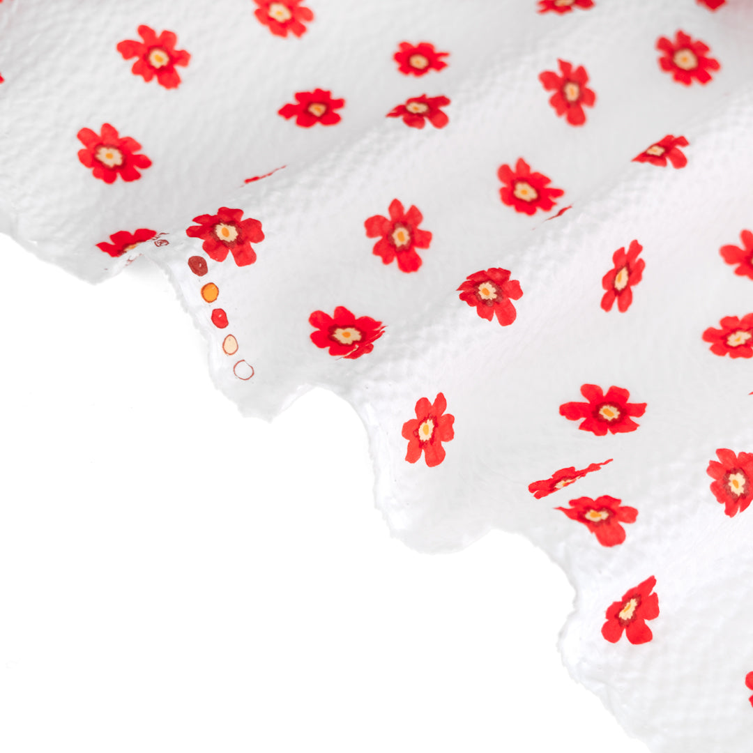 Bloom Print Japanese Crinkle Cotton - White/Crimson | Blackbird Fabrics