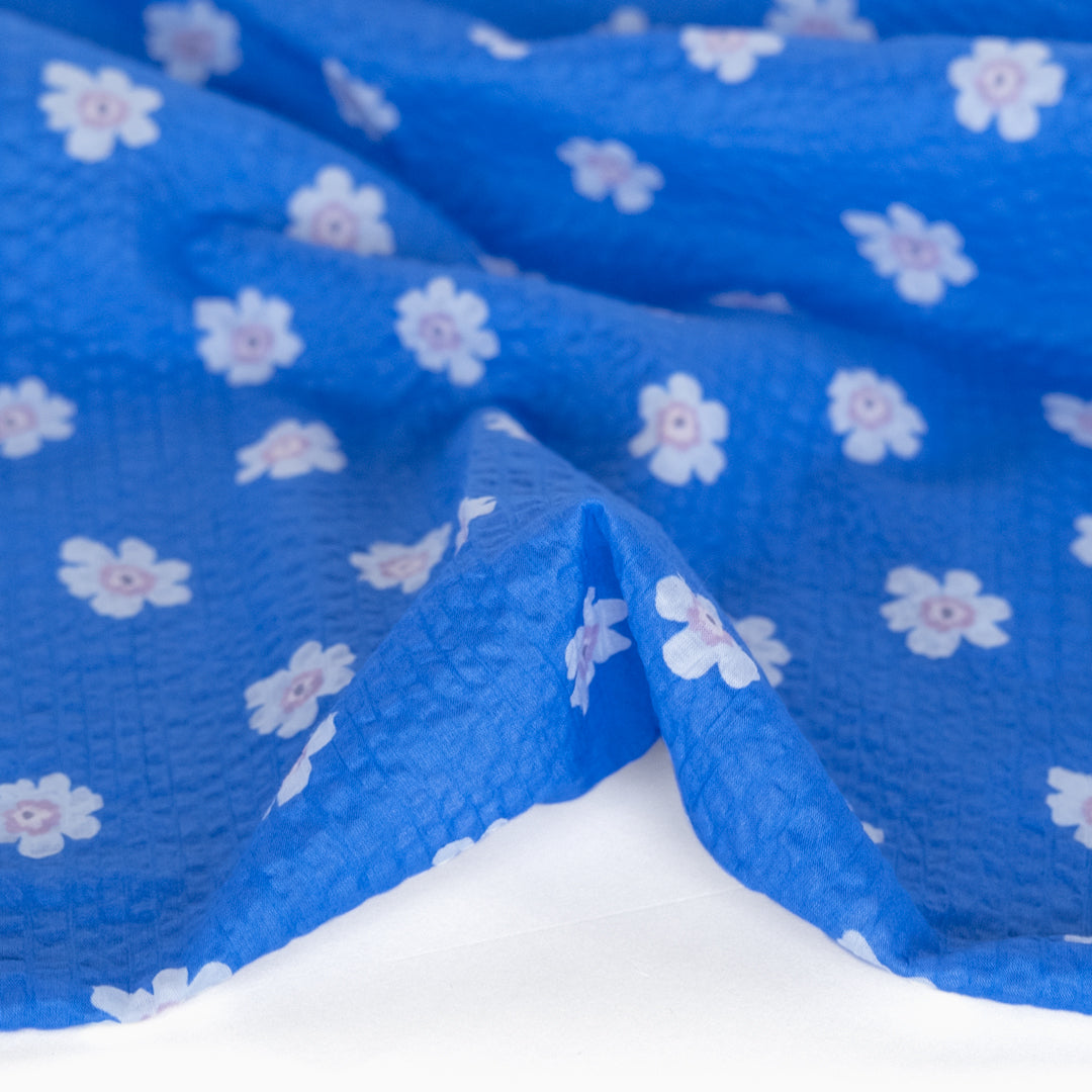 Bloom Print Crinkle Cotton - Sky Blue | Blackbird Fabrics