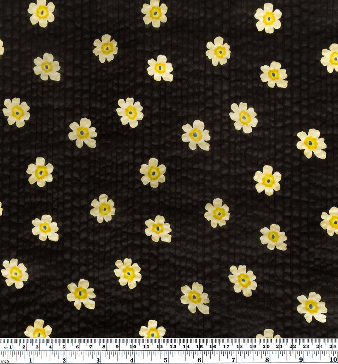 Bloom Print Crinkle Cotton - Black