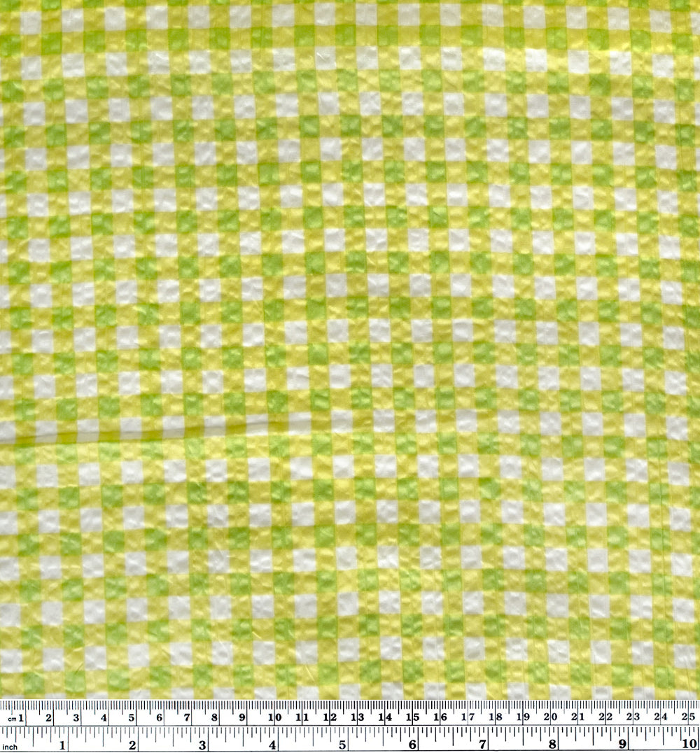 Gingham Crinkle Cotton - Lime/Ivory