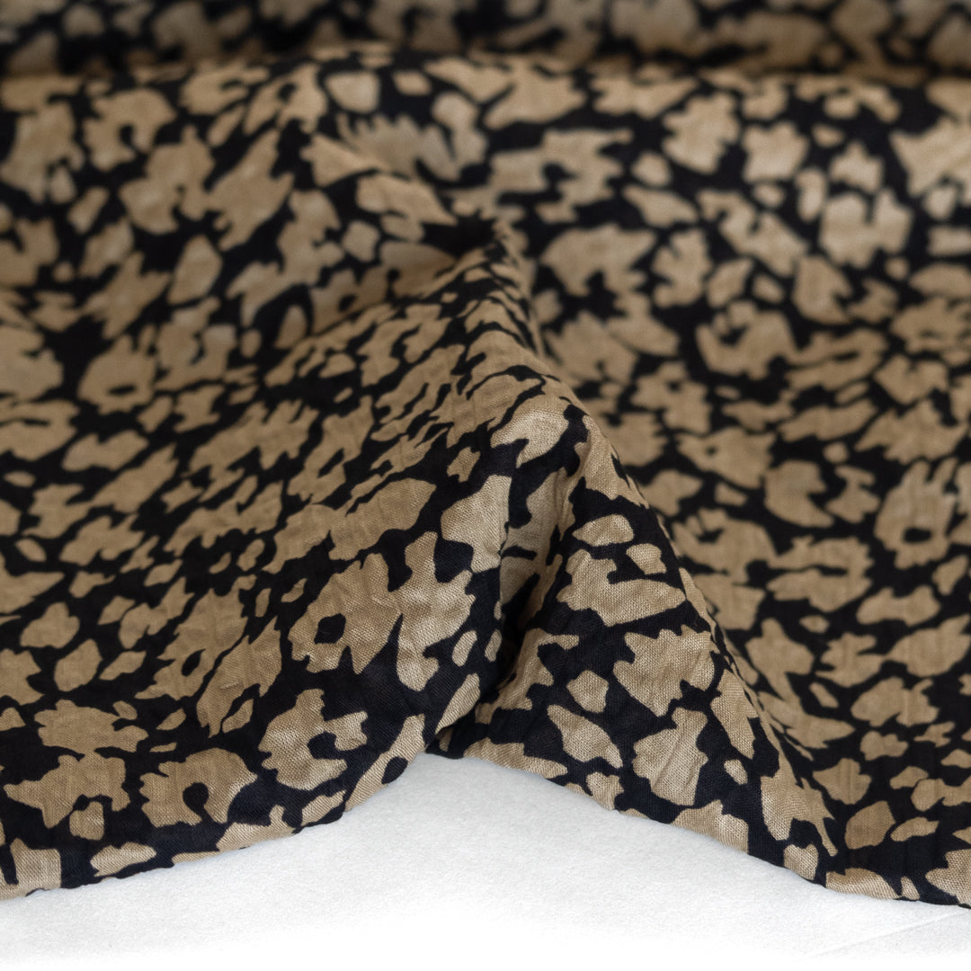 Animal Print Crinkle Cotton - Black/Beige | Blackbird Fabrics