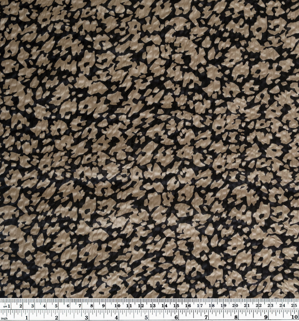 Animal Print Crinkle Cotton - Black/Beige | Blackbird Fabrics