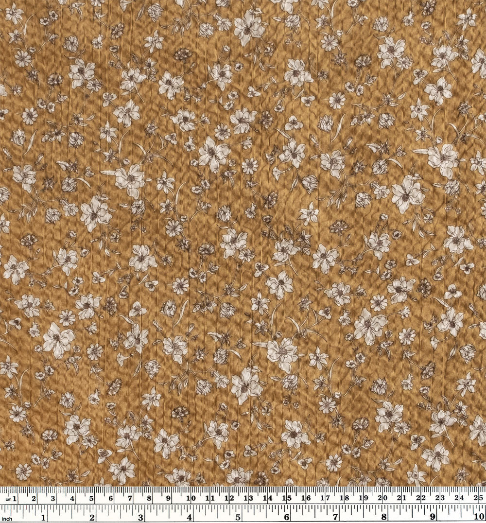 Wildflower Crinkle Cotton - Biscuit/Creme