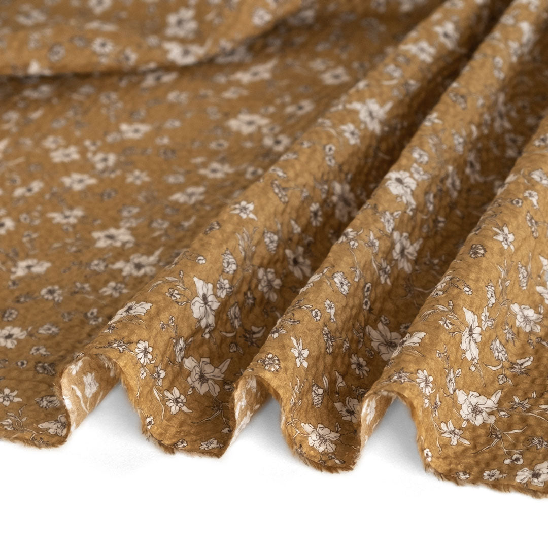 Wildflower Crinkle Cotton - Biscuit/Creme