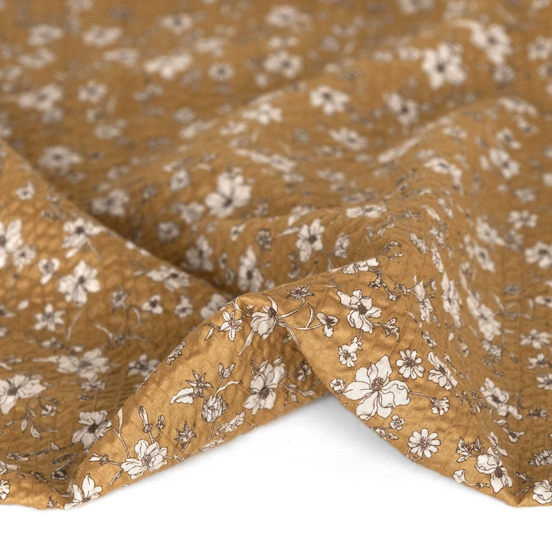 Wildflower Crinkle Cotton - Biscuit/Creme