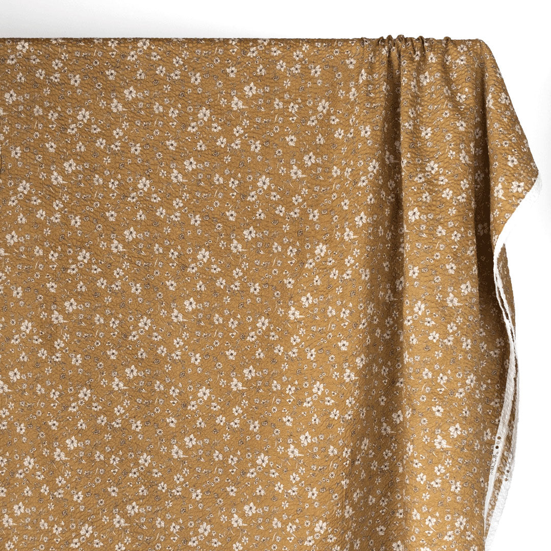 Wildflower Crinkle Cotton - Biscuit/Creme