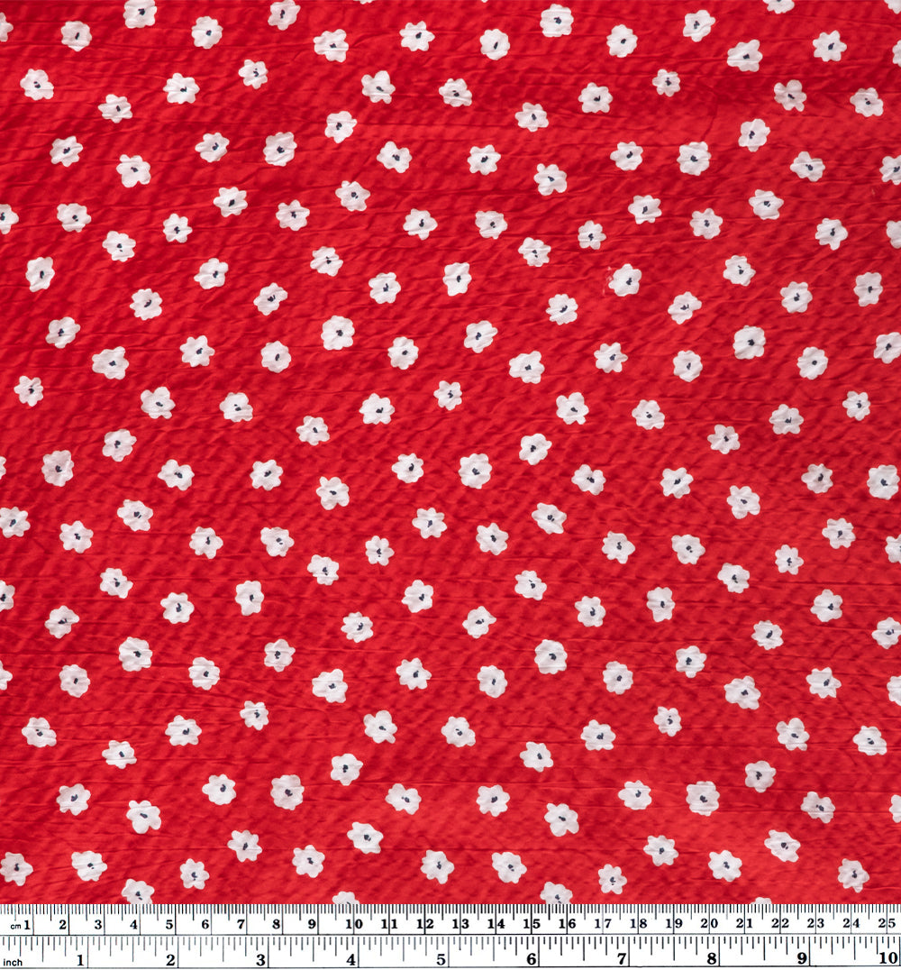 Petite Daisy Crinkle Cotton - Red/White | Blackbird Fabrics