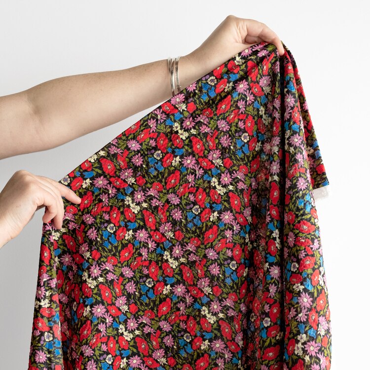 Secret Garden Crinkle Cotton - Black